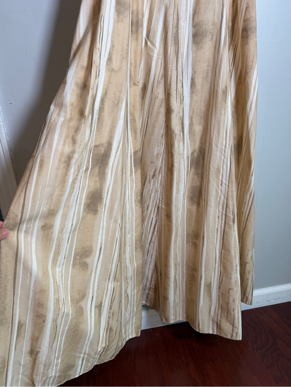 CeCe Boho Tie Dye Maxi Cotton Dress Beige Neutral Strappy Tiered Sundress MEDIUM - Picture 6 of 12